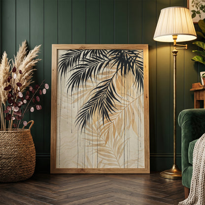 Hanging Palm Canopy & Ink Drip Print - Tropical Japandi