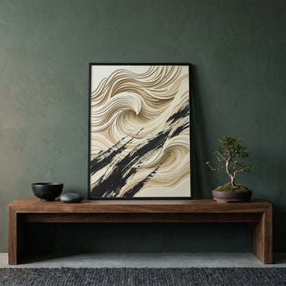 3D Paper Cut Ocean Wave Print - Coastal Japandi Papercraft