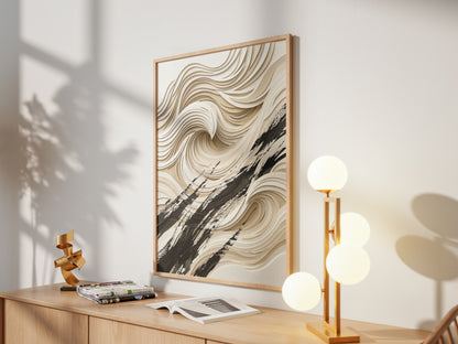 3D Paper Cut Ocean Wave Print - Coastal Japandi Papercraft