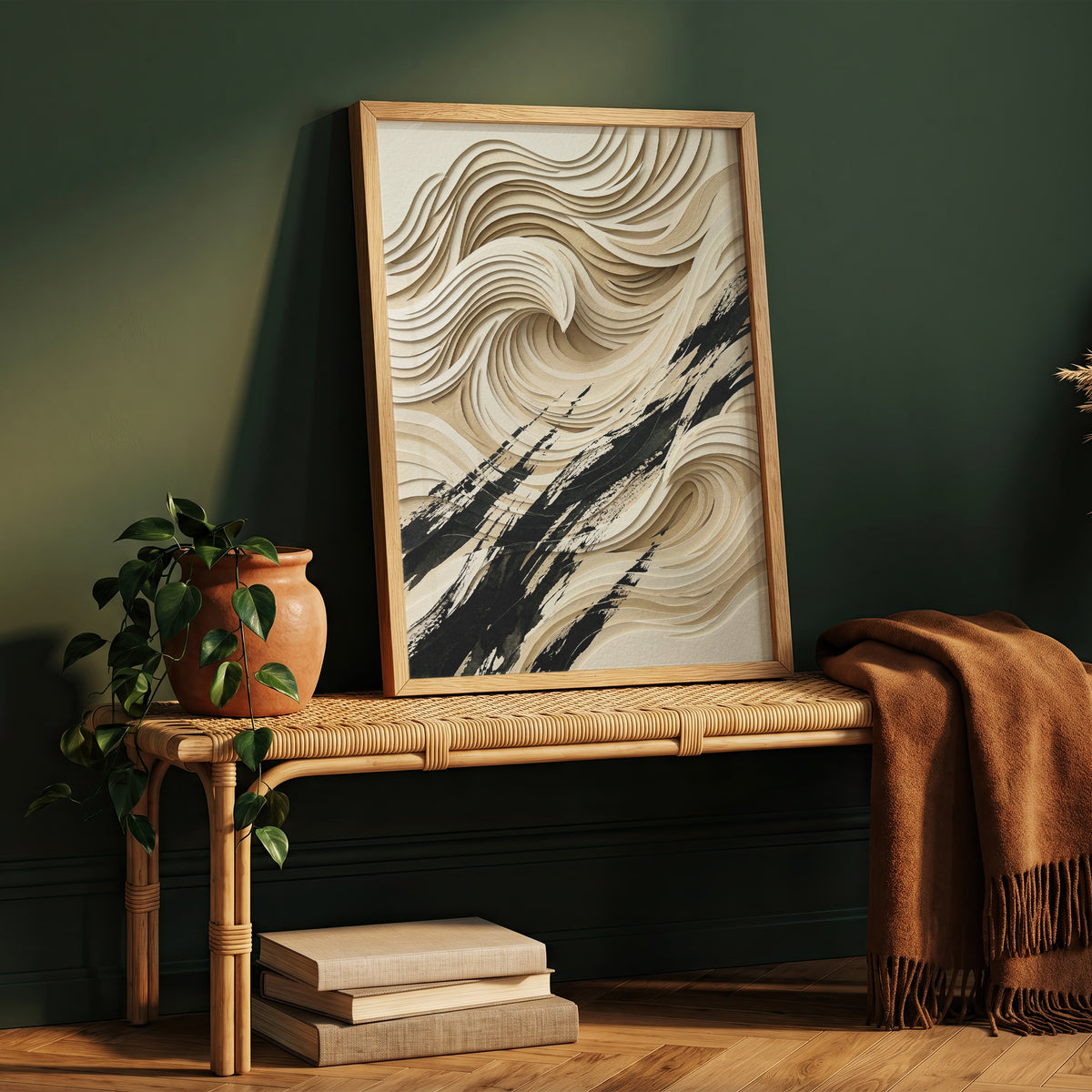 3D Paper Cut Ocean Wave Print - Coastal Japandi Papercraft