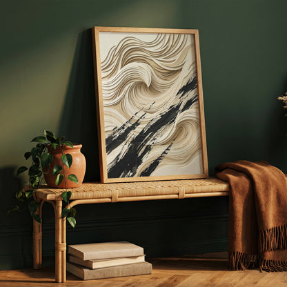 3D Paper Cut Ocean Wave Print - Coastal Japandi Papercraft