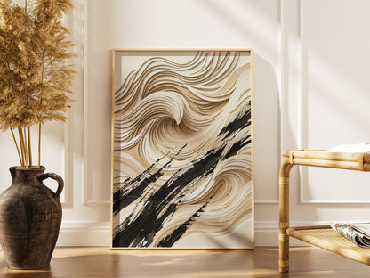 3D Paper Cut Ocean Wave Print - Coastal Japandi Papercraft