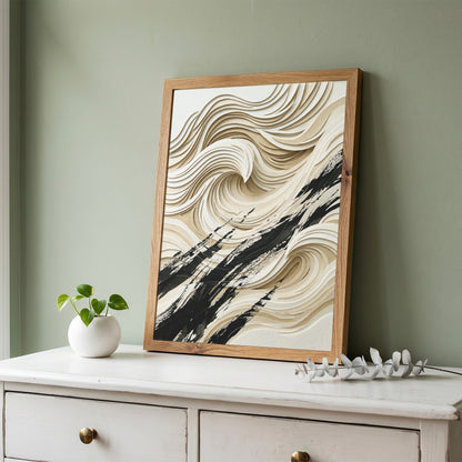 3D Paper Cut Ocean Wave Print - Coastal Japandi Papercraft