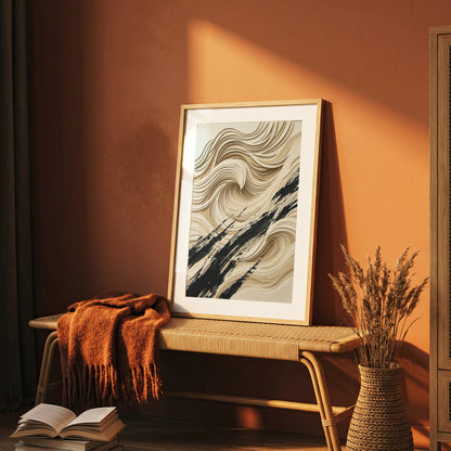 3D Paper Cut Ocean Wave Print - Coastal Japandi Papercraft