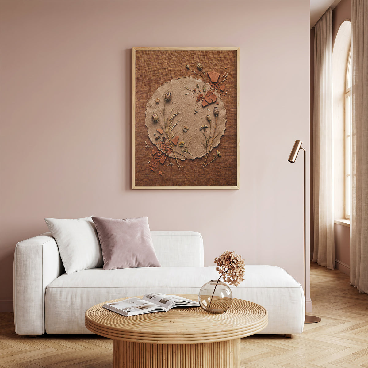 Deckle-Edge Botanical Still Life Print - Terracotta Boho