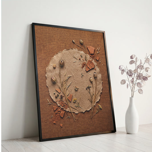 Deckle-Edge Botanical Still Life Print - Terracotta Boho