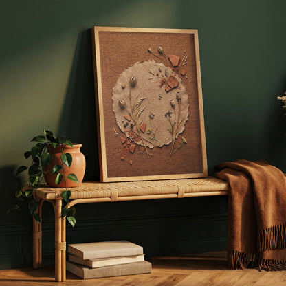 Deckle-Edge Botanical Still Life Print - Terracotta Boho