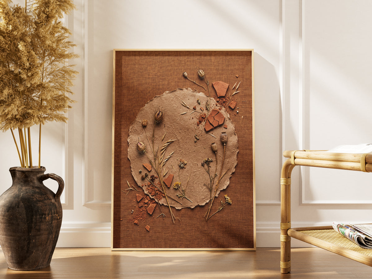 Deckle-Edge Botanical Still Life Print - Terracotta Boho