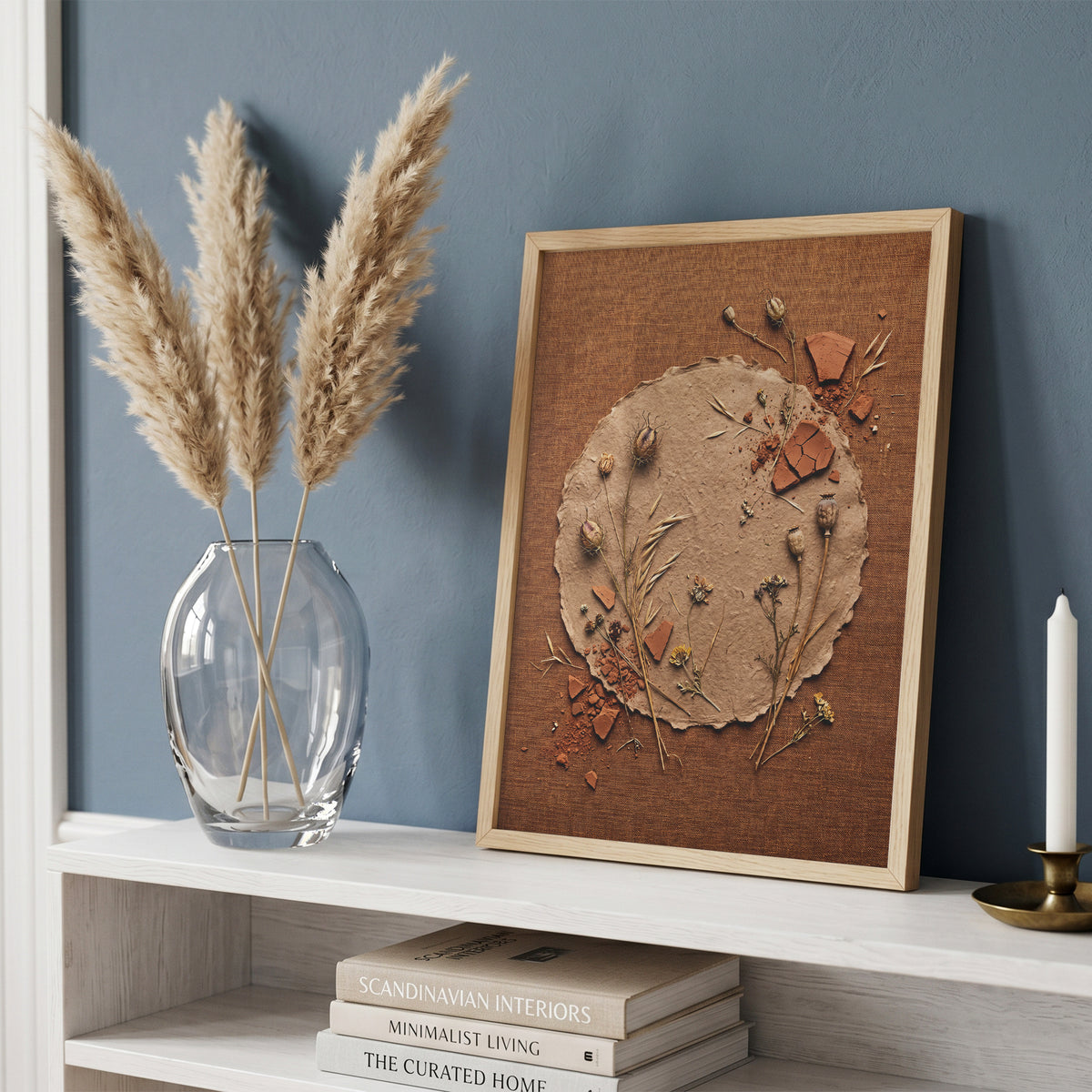 Deckle-Edge Botanical Still Life Print - Terracotta Boho