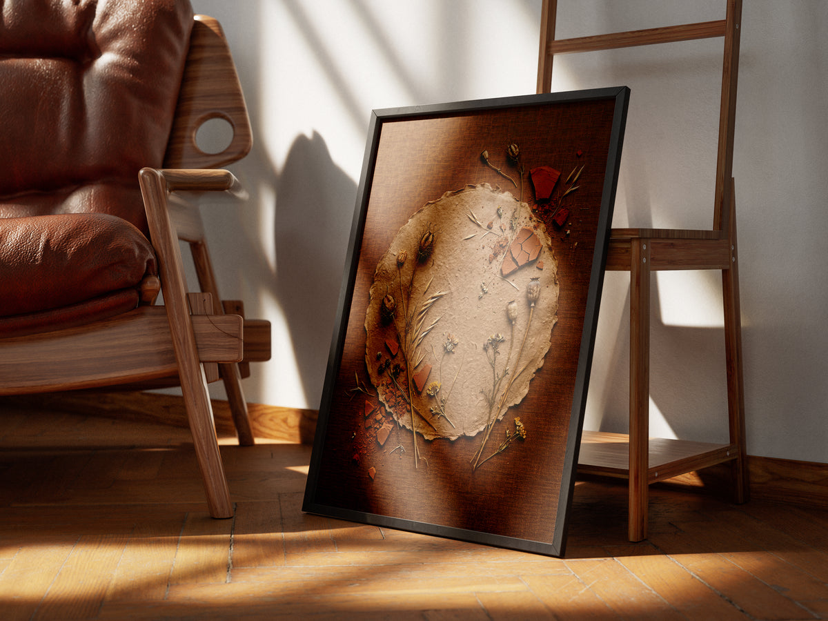 Deckle-Edge Botanical Still Life Print - Terracotta Boho