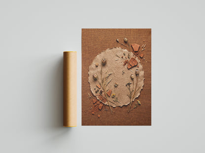 Deckle-Edge Botanical Still Life Print - Terracotta Boho