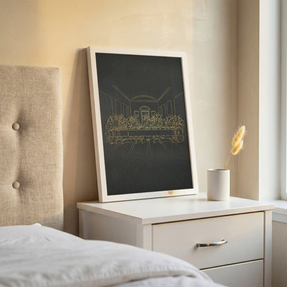 The Last Supper Gold Line Art Print - Minimalist Da Vinci