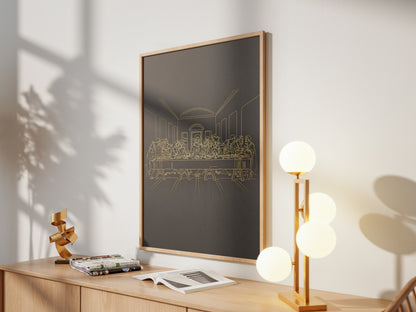 The Last Supper Gold Line Art Print - Minimalist Da Vinci