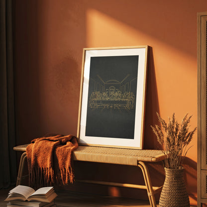 The Last Supper Gold Line Art Print - Minimalist Da Vinci