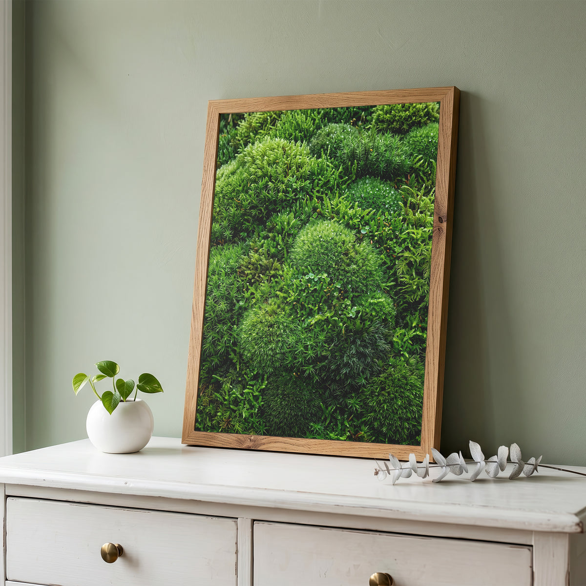 Lush Green Living Moss Art Print - Biophilic Nature