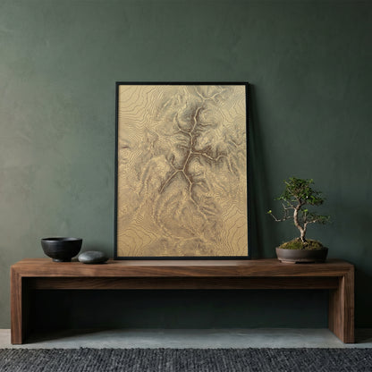 Mountain Ridge Topographic Map Print - Minimalist Contour