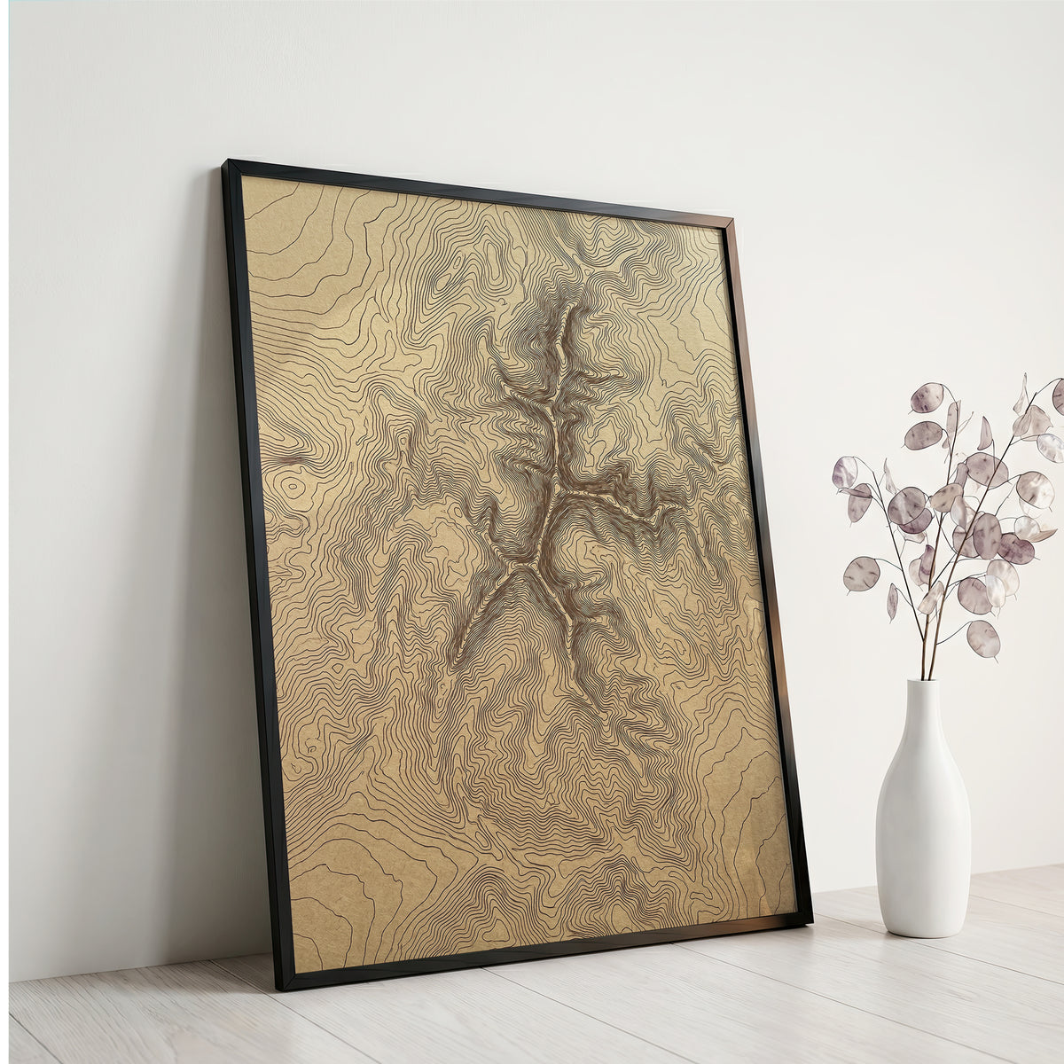 Mountain Ridge Topographic Map Print - Minimalist Contour