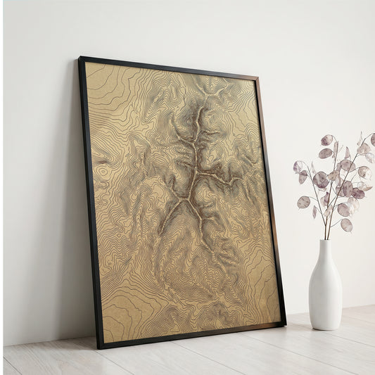 Mountain Ridge Topographic Map Print - Minimalist Contour