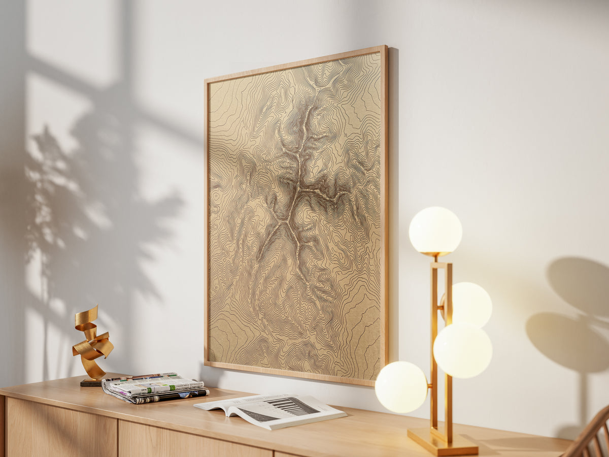 Mountain Ridge Topographic Map Print - Minimalist Contour