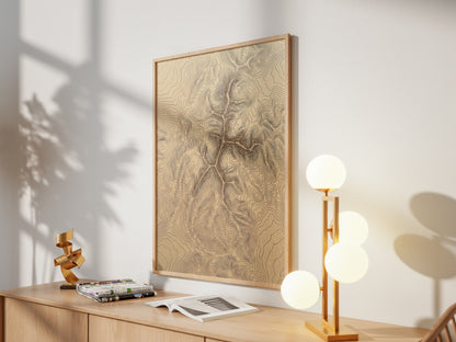 Mountain Ridge Topographic Map Print - Minimalist Contour