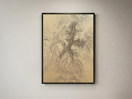 Mountain Ridge Topographic Map Print - Minimalist Contour