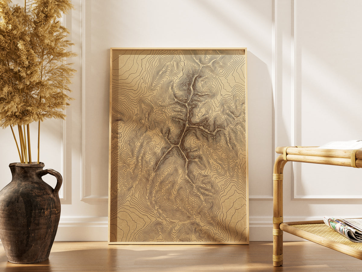 Mountain Ridge Topographic Map Print - Minimalist Contour