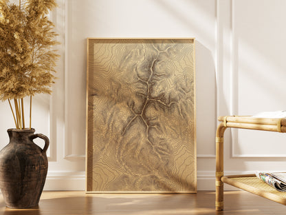 Mountain Ridge Topographic Map Print - Minimalist Contour