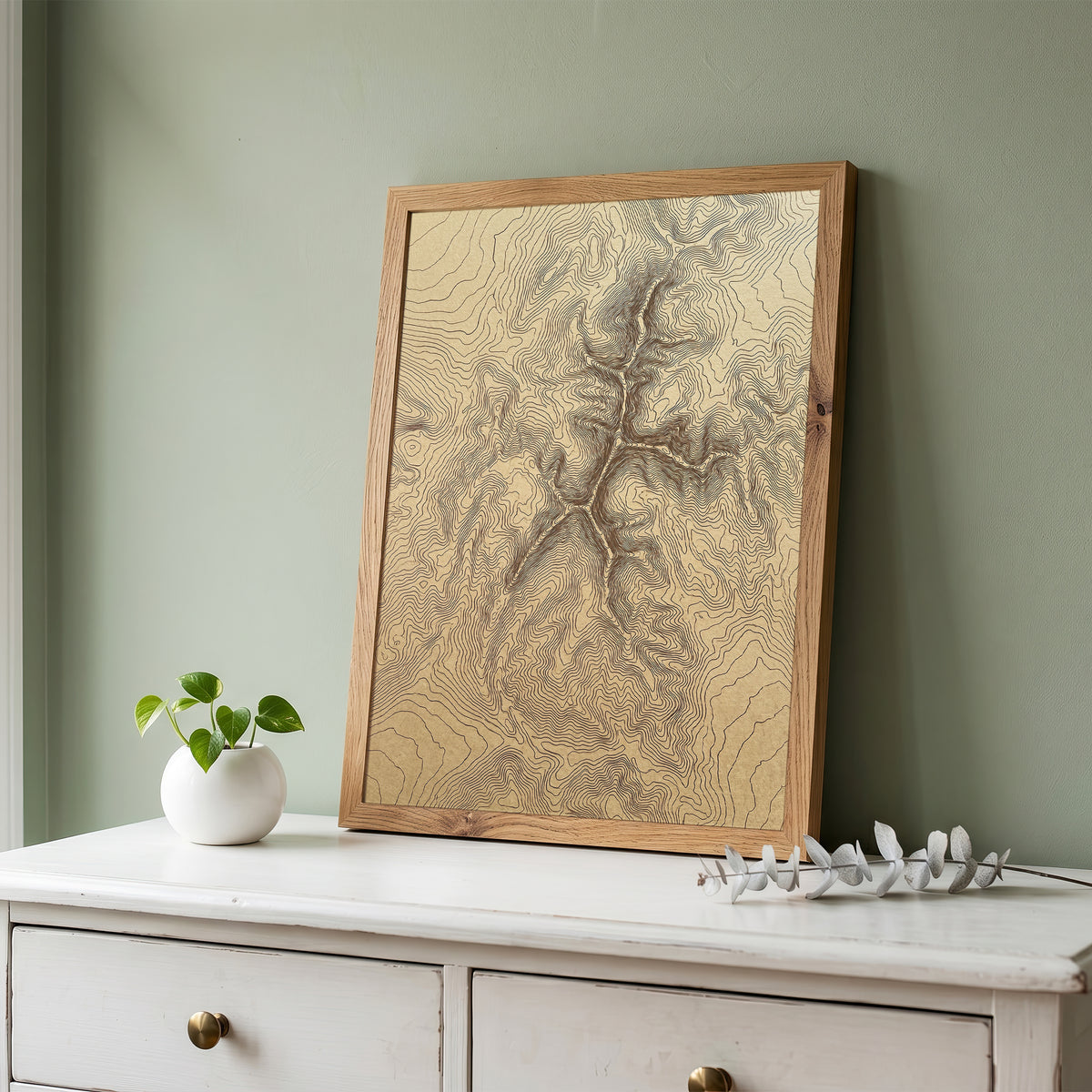 Mountain Ridge Topographic Map Print - Minimalist Contour