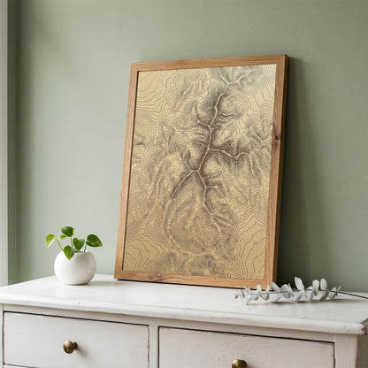 Mountain Ridge Topographic Map Print - Minimalist Contour
