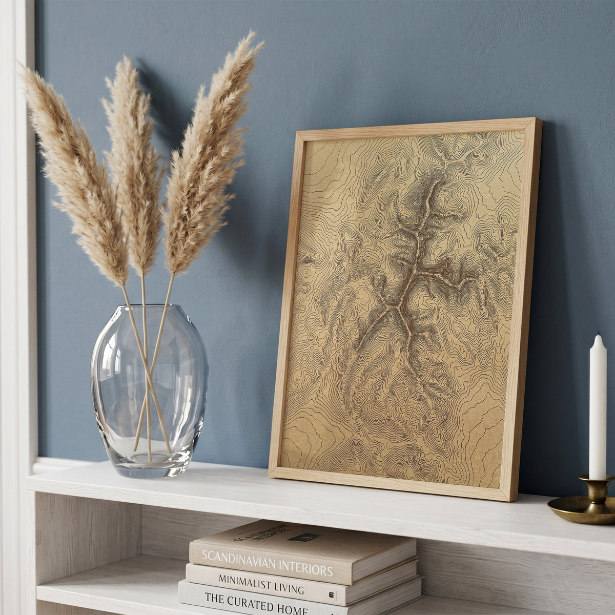 Mountain Ridge Topographic Map Print - Minimalist Contour
