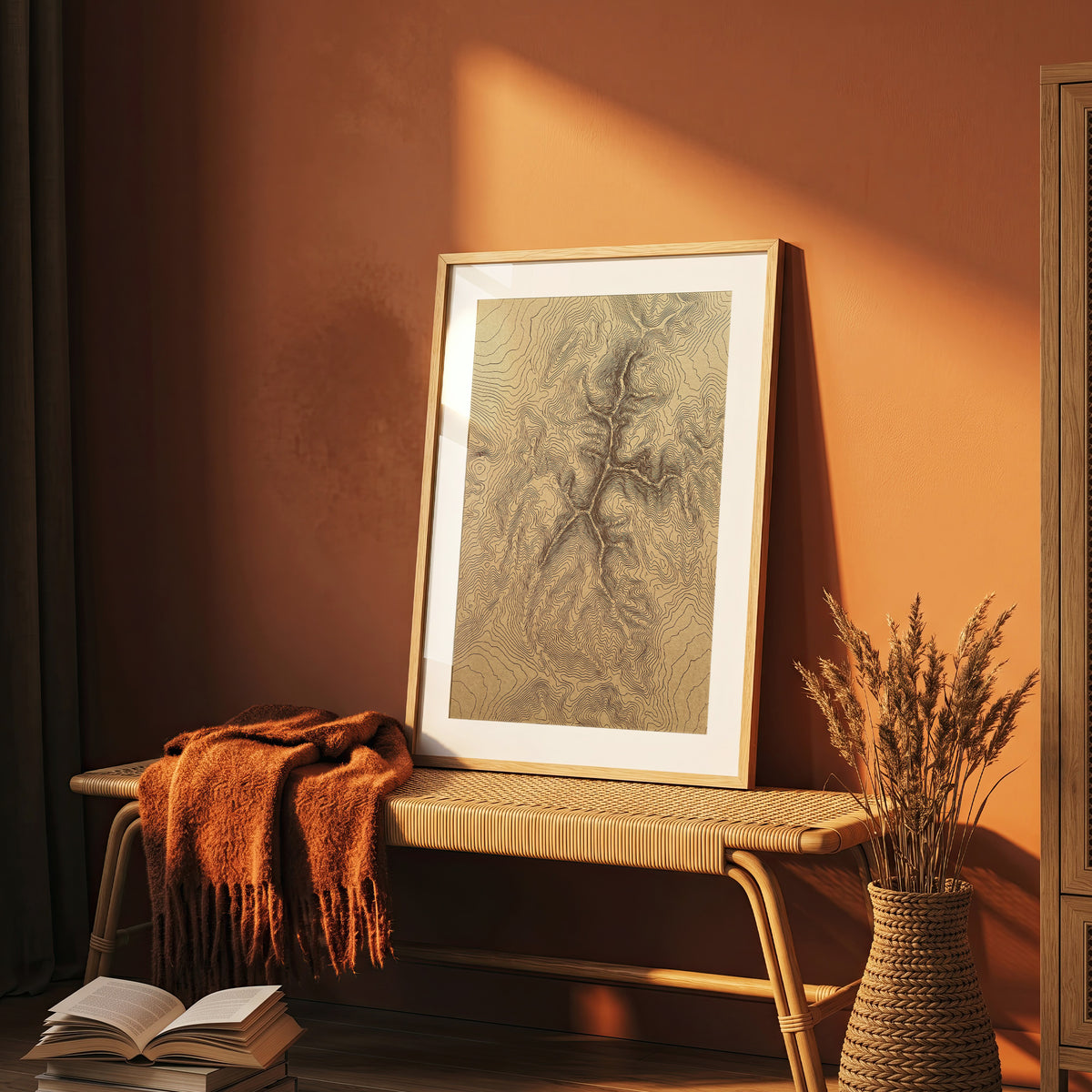 Mountain Ridge Topographic Map Print - Minimalist Contour