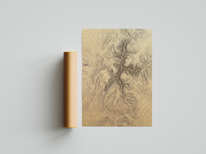 Mountain Ridge Topographic Map Print - Minimalist Contour