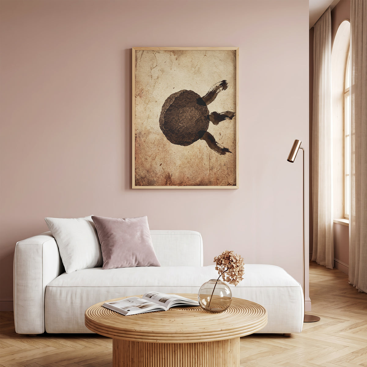 Wabi-Sabi Zen Stone & Brushstrokes Print - Japandi Moon