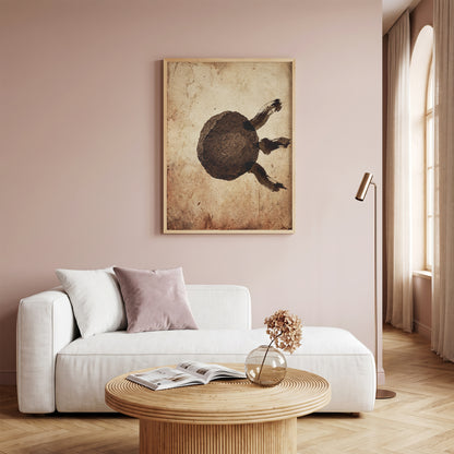 Wabi-Sabi Zen Stone & Brushstrokes Print - Japandi Moon