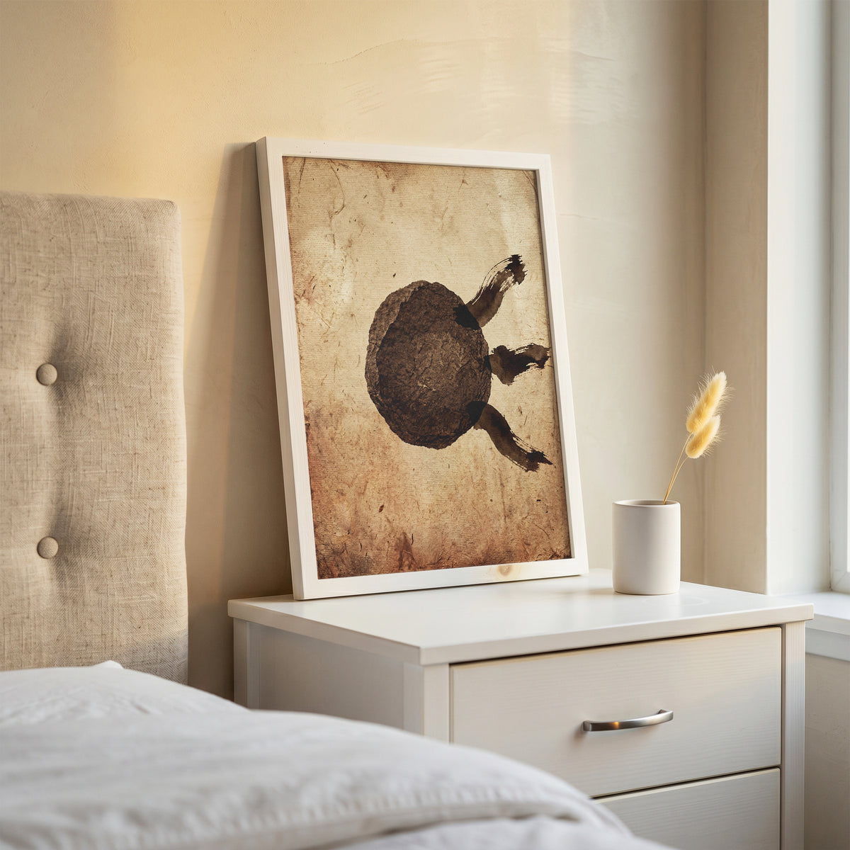 Wabi-Sabi Zen Stone & Brushstrokes Print - Japandi Moon