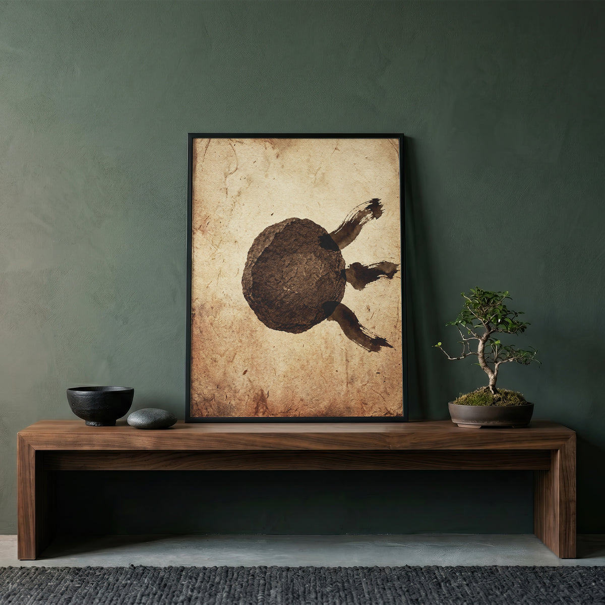 Wabi-Sabi Zen Stone & Brushstrokes Print - Japandi Moon