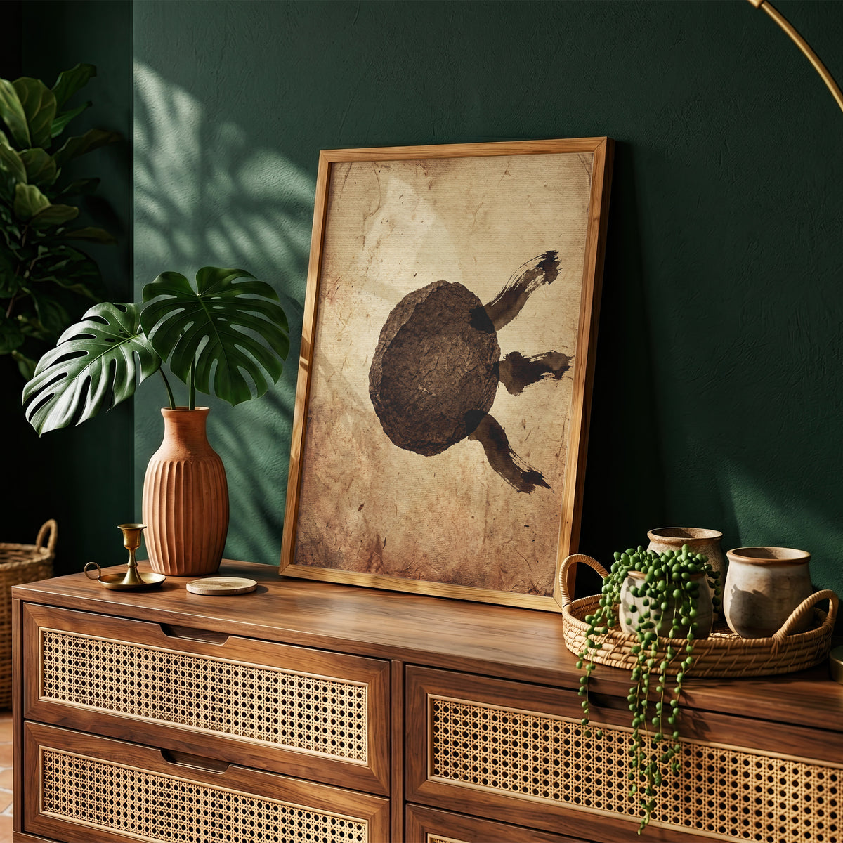 Wabi-Sabi Zen Stone & Brushstrokes Print - Japandi Moon