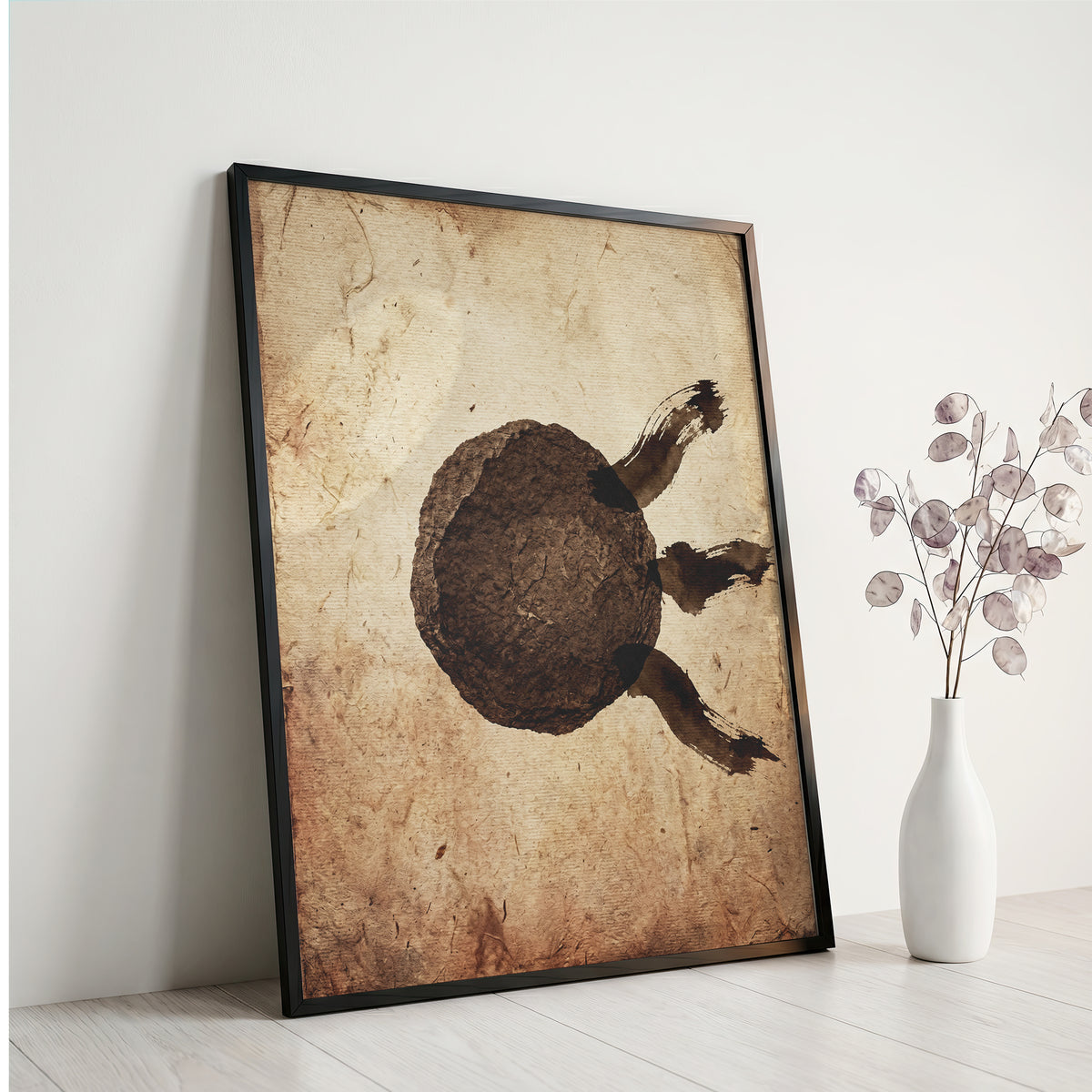 Wabi-Sabi Zen Stone & Brushstrokes Print - Japandi Moon