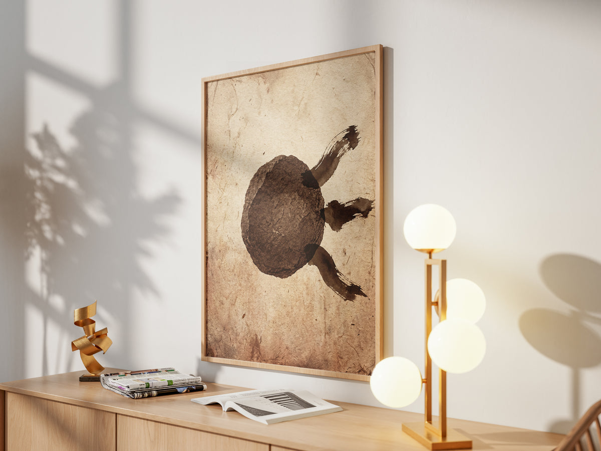 Wabi-Sabi Zen Stone & Brushstrokes Print - Japandi Moon