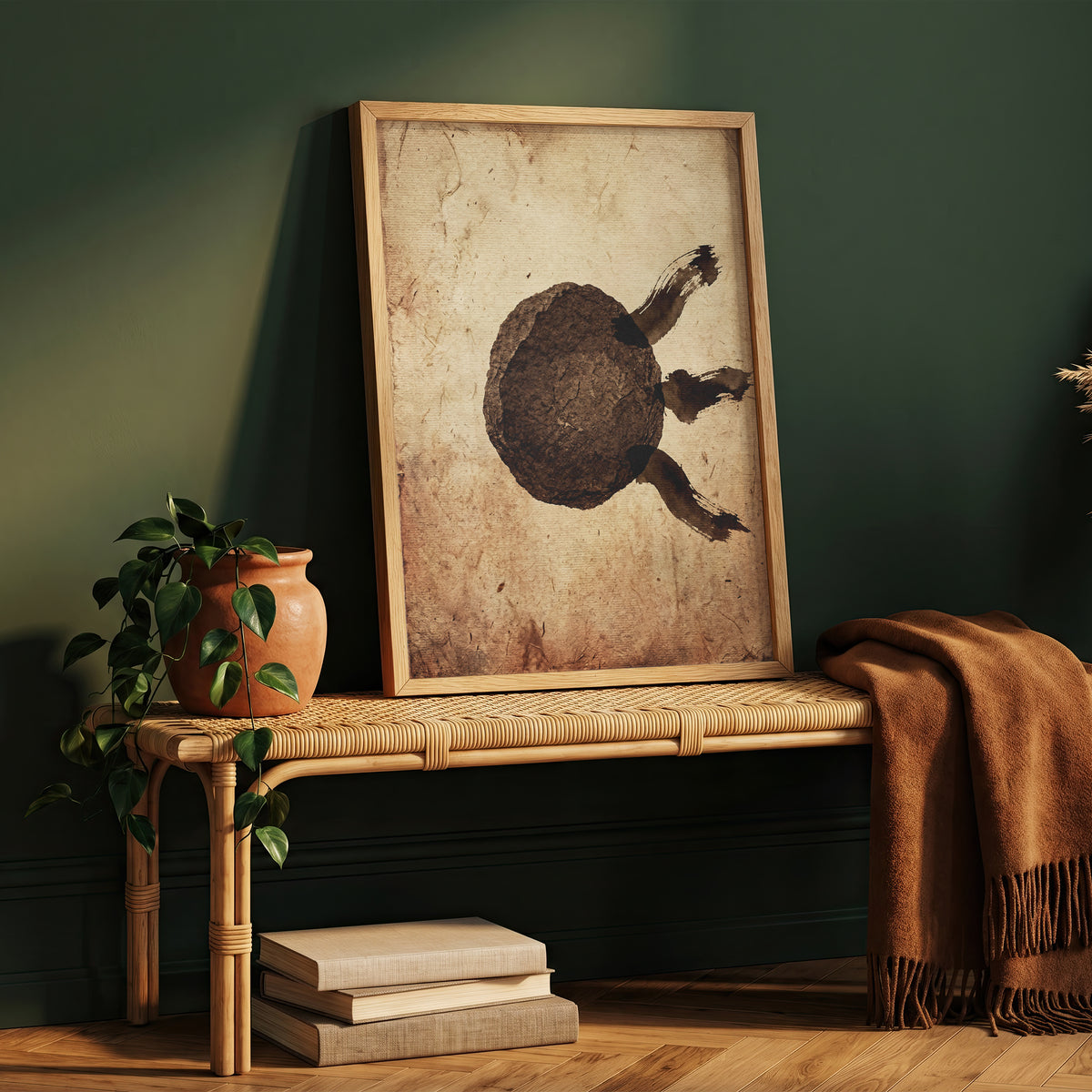 Wabi-Sabi Zen Stone & Brushstrokes Print - Japandi Moon