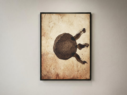 Wabi-Sabi Zen Stone & Brushstrokes Print - Japandi Moon