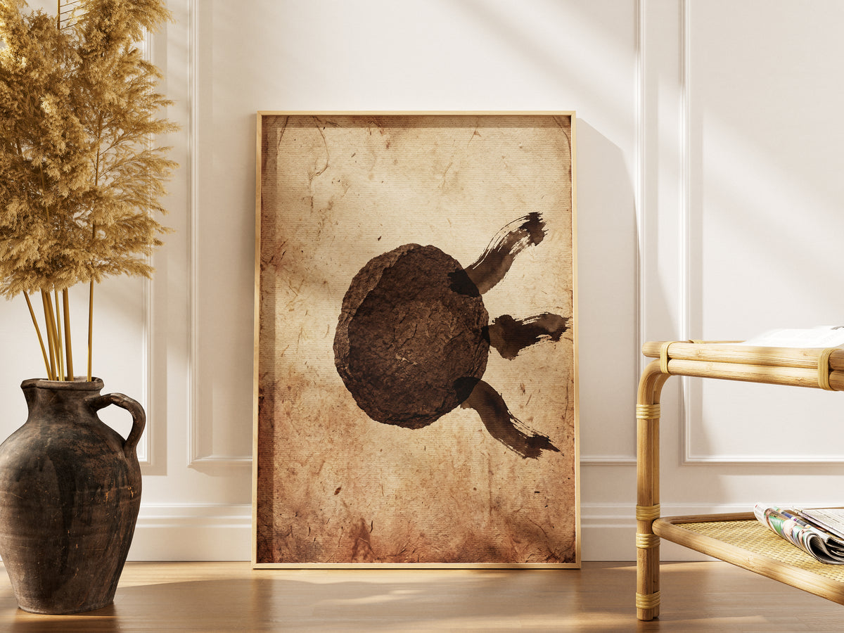 Wabi-Sabi Zen Stone & Brushstrokes Print - Japandi Moon