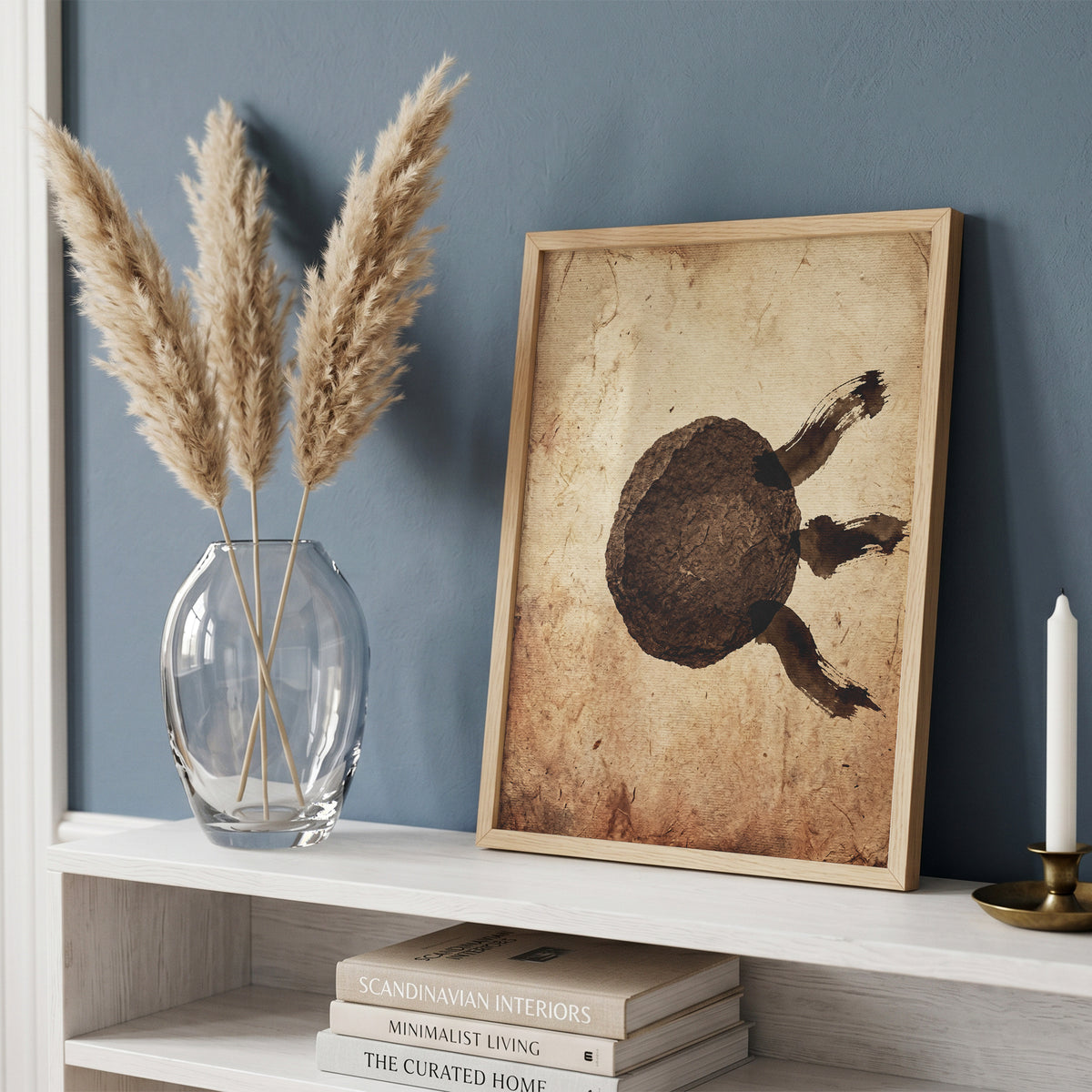 Wabi-Sabi Zen Stone & Brushstrokes Print - Japandi Moon