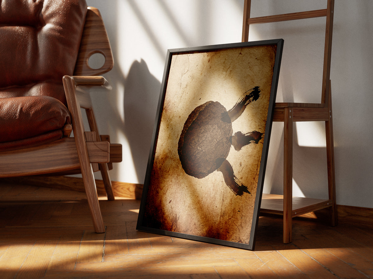 Wabi-Sabi Zen Stone & Brushstrokes Print - Japandi Moon