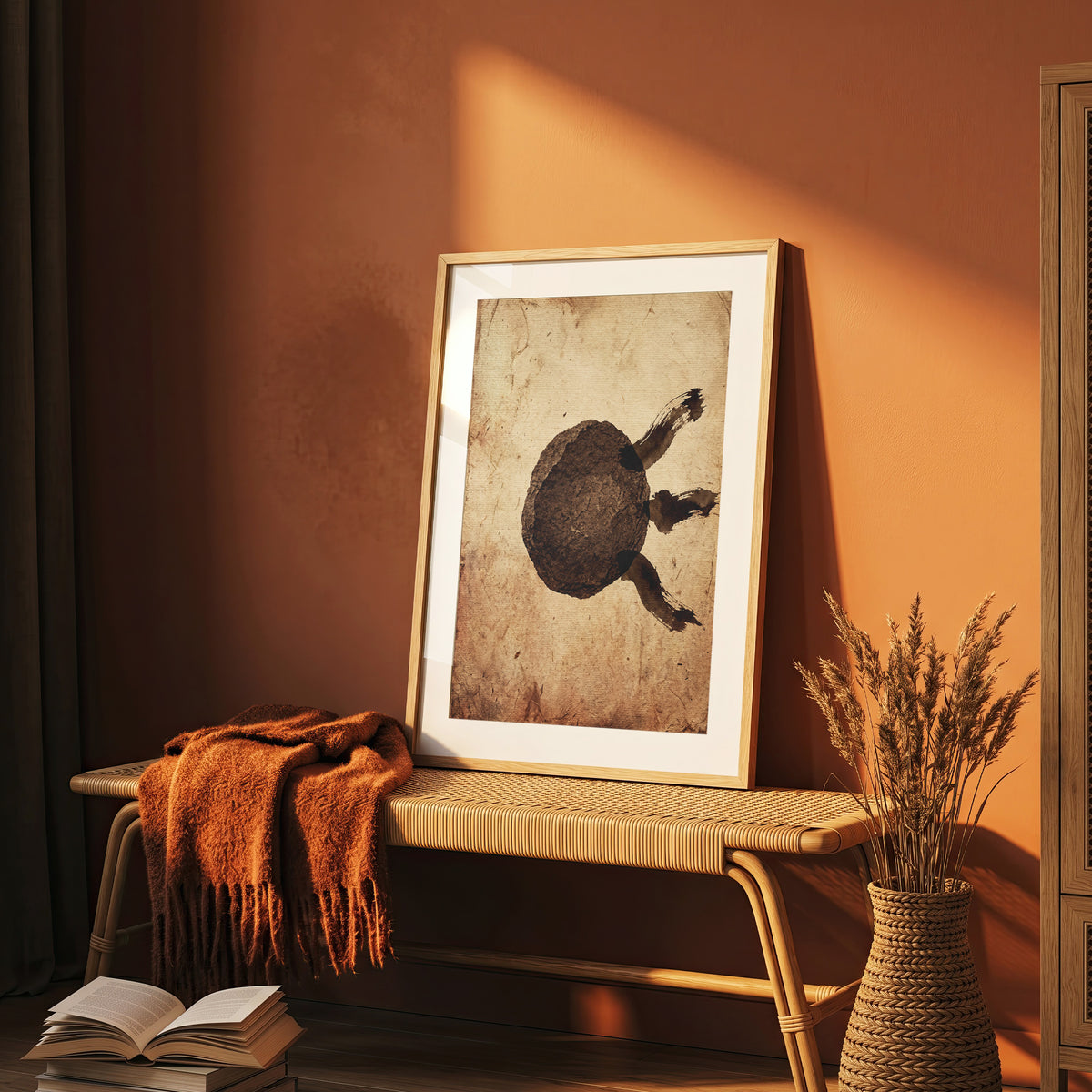 Wabi-Sabi Zen Stone & Brushstrokes Print - Japandi Moon