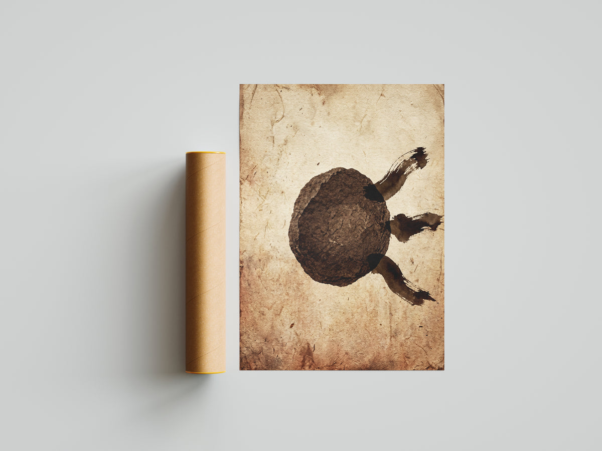Wabi-Sabi Zen Stone & Brushstrokes Print - Japandi Moon