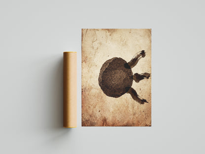 Wabi-Sabi Zen Stone & Brushstrokes Print - Japandi Moon
