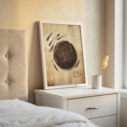 Japanese Wabi-Sabi Kanji Art Print - Zen Stone & Seal