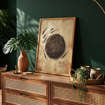 Japanese Wabi-Sabi Kanji Art Print - Zen Stone & Seal