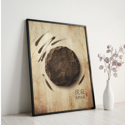 Japanese Wabi-Sabi Kanji Art Print - Zen Stone & Seal